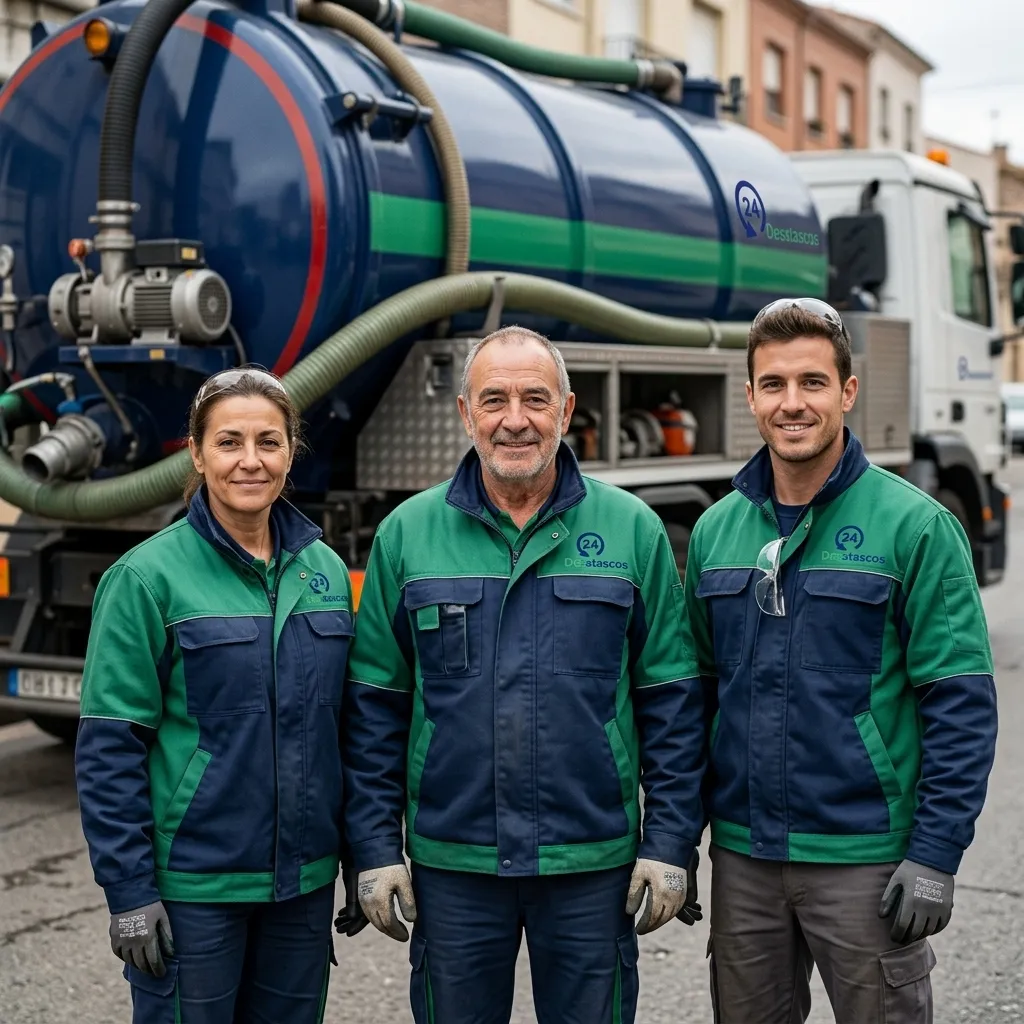 Equipo técnico de Desatascos en ruta y trabajando en tu zona